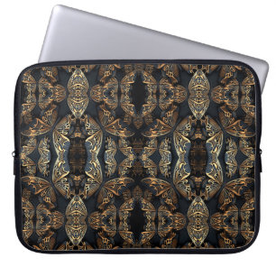 Capa Para Notebook Borboleta Preta e Ouro Pattren Invisível