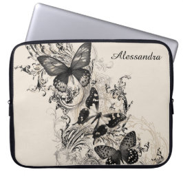 Capa Para Notebook Borboleta Preta Vitoriana Moderna Personalizada
