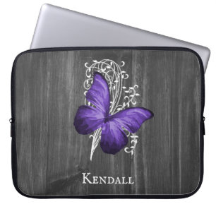 Capa Para Notebook Borboleta russa roxa Bolsa de laptop personalizada
