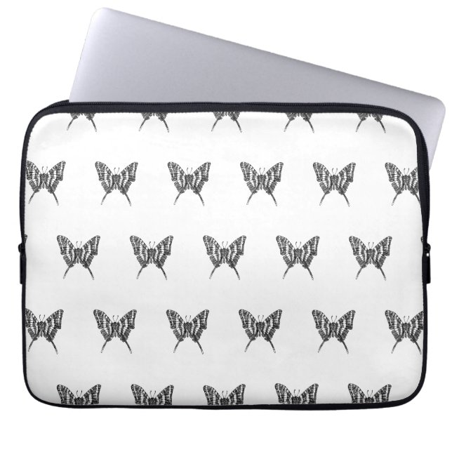 Capa Para Notebook Borboleta Zebra Preto e Branco Padrão de Desenho a (Frente)