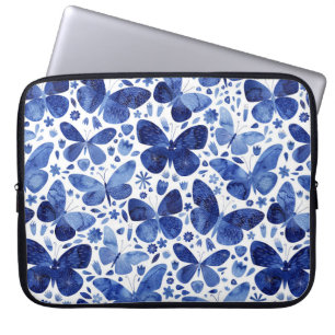 Capa Para Notebook Borboletas Aquarela Bolsa de laptop Azul