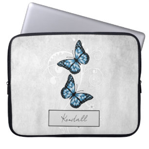 Capa Para Notebook Borboletas Azuis Brilhantes