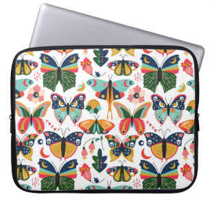 Capa Para Notebook Borboletas Boho: Padrão de Papel de Carteira Invis