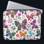 Capa Para Notebook Borboletas e flores retrorreflectoras<br><div class="desc">Legal padrão de borboletas retrorreflectoras coloridas e flores</div>