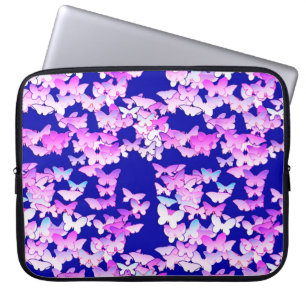Capa Para Notebook Borboletas, lavanda e azul escuro