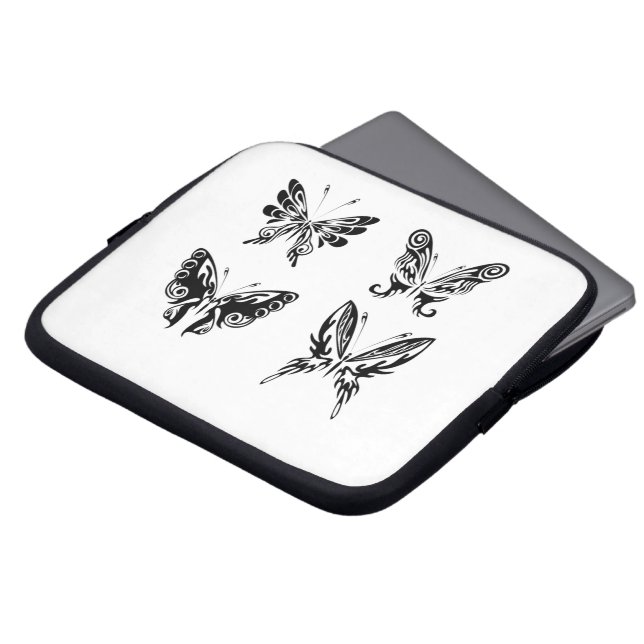 Capa Para Notebook Borboletas Pretas E Brancas (Frente Topo)