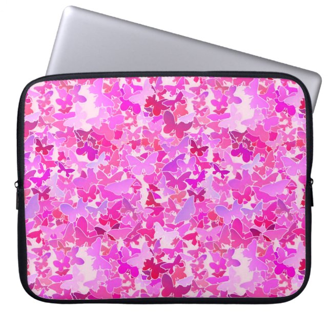Capa Para Notebook Borboletas, roxo, lavanda, rosa (Frente)