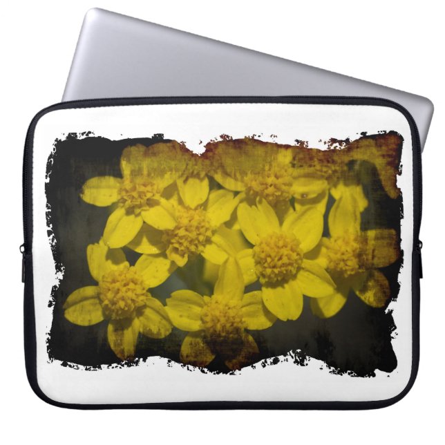 Capa Para Notebook Borda Branca de Flores Amarelas (Frente)