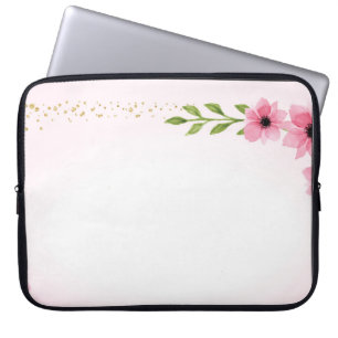 Capa Para Notebook Borda de Aquarela Floral com sotaque de confete de
