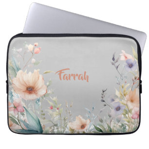 Capa Para Notebook Borda de Flores Selvagens Personalizada