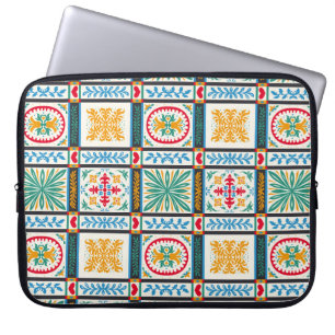Capa Para Notebook Bordado Maiolica Italiano: Floral Mediterrânica