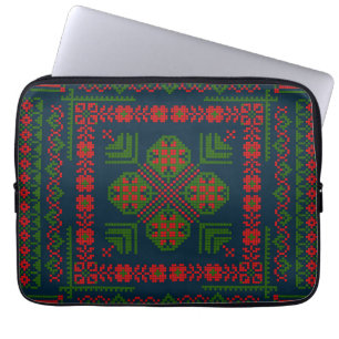 Capa Para Notebook Bordado Palestiniano Tatreez verde 5 Padrão