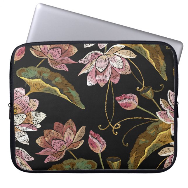Capa Para Notebook Bordados Lotus Flores Sem Olhos Padrão (Frente)