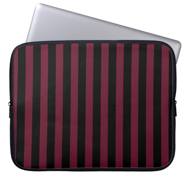 Capa Para Notebook Borgonha e listras pretas (Frente)