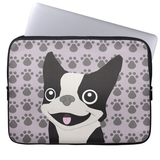 Capa Para Notebook Boston Terrier, Purple lavender (Frente)