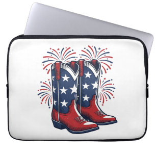 Capa Para Notebook Botas de Cowboy Patrióticas Design de Camisa Weste