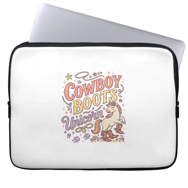 Capa Para Notebook Botas de Cowboy Unicórnio Caprichosas Desi Zazzle (Frente)