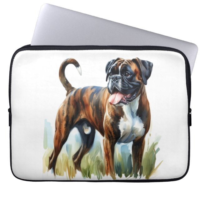 Capa Para Notebook Boxer de Brindle apresentado em Watercolor (Frente)