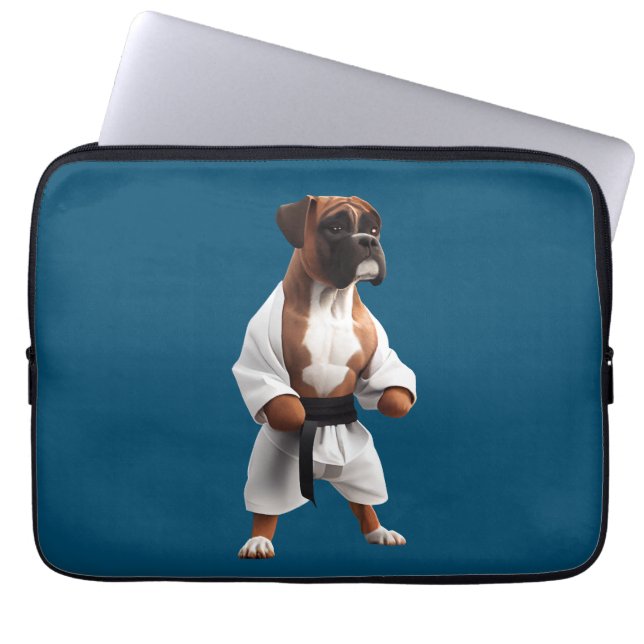 Capa Para Notebook Boxer Dog Play Karate, Boxer Dog Karate Player (Frente)