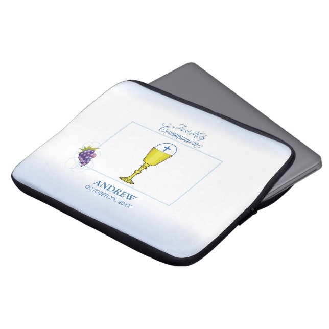 Capa Para Notebook Boy First Communion, Chalice com Host e Uvas (Frente Topo)