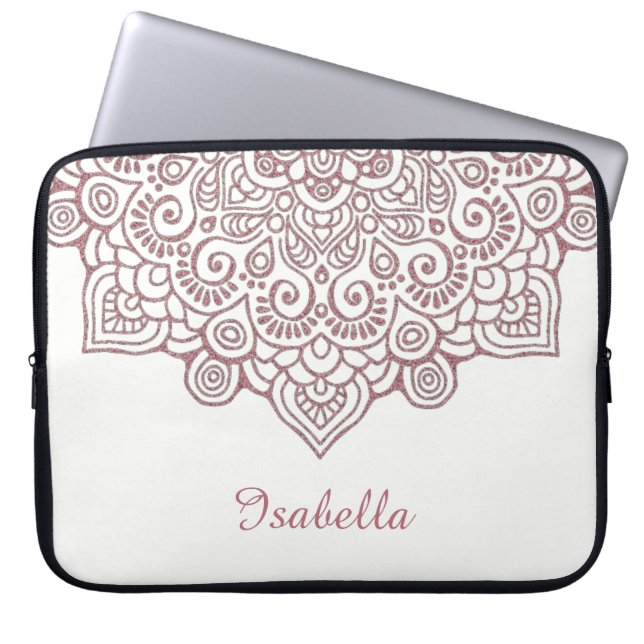Capa Para Notebook Branco intrincado Dourado da mandala do laço do (Frente)