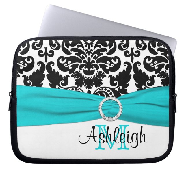 Capa Para Notebook Branco preto do Aqua com a bolsa de laptop da fita (Frente)