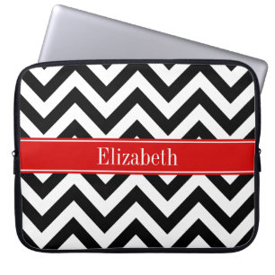 Capa Para Notebook Branco preto LG Chevron Red Name Monograma