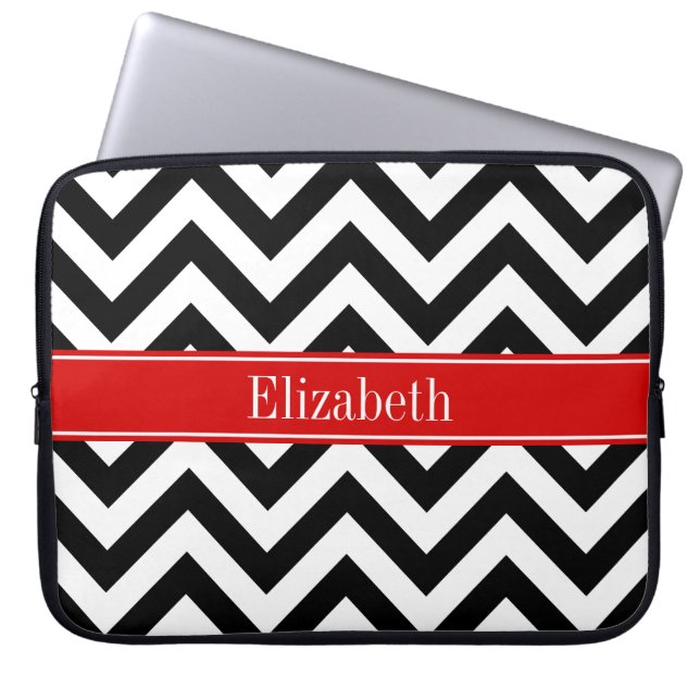 Capa Para Notebook Branco preto LG Chevron Red Name Monograma (Frente)