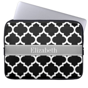 Capa Para Notebook Branco preto marroquino #5 Nome da Cinza Escura Mo