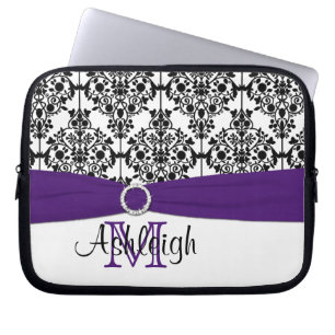 Capa Para Notebook Branco preto roxo com a bolsa de laptop da fita do