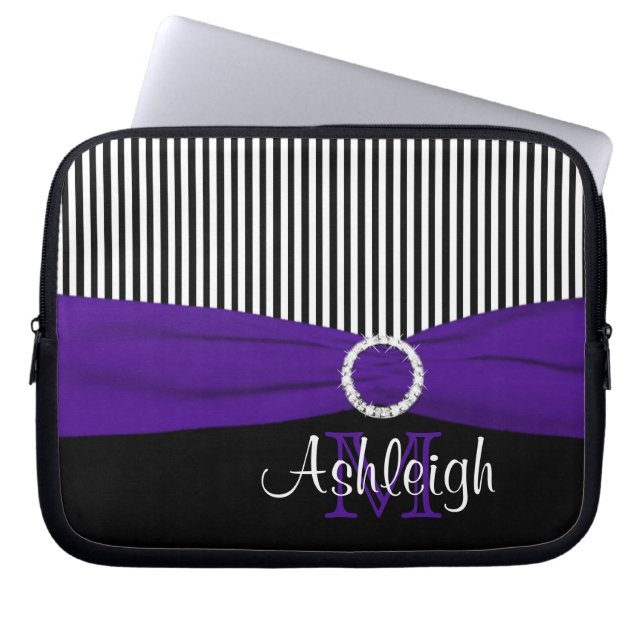 Capa Para Notebook Branco preto roxo com a bolsa de laptop da fita do (Frente)