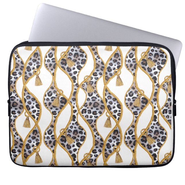 Capa Para Notebook Branco sem costura e Impressão Geométrico Dourado. (Frente)