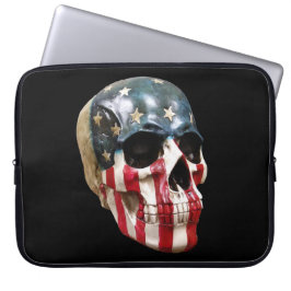 Capa Para Notebook Branco vermelho e azul caveira na bolsa de laptop