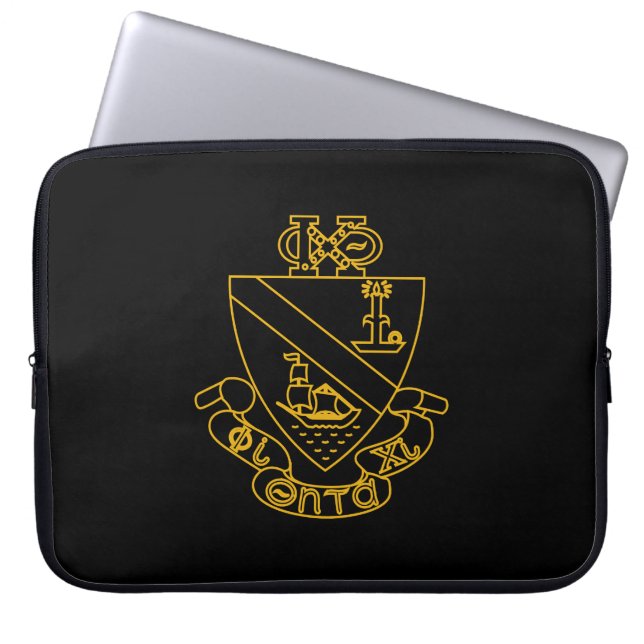 Capa Para Notebook Brasão Phi Chi Theta | Dourado e Preto (Frente)