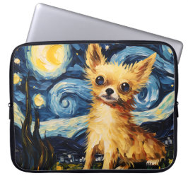 CAPA PARA NOTEBOOK BRIGHT STARRY NOITE COM CÃO CHIHUAHUA