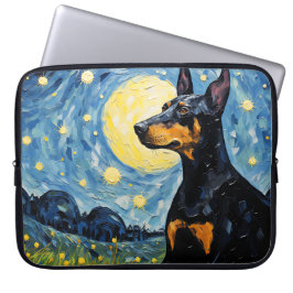 CAPA PARA NOTEBOOK BRIGHT STARRY NOITE COM DOBERMAN PINSCHER DOG