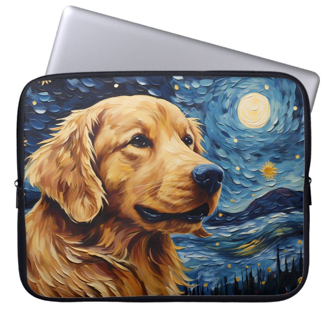 CAPA PARA NOTEBOOK BRIGHT STARRY NOITE COM O CACHORRO DE RECUPERAÇÃO  (Frente)