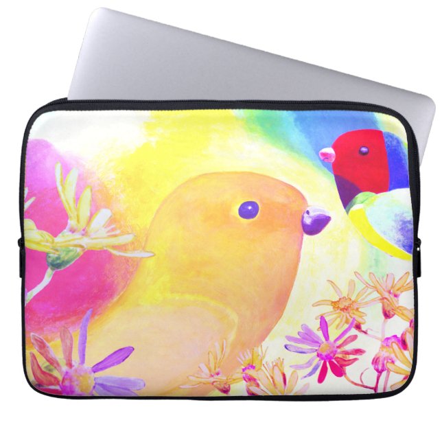 Capa Para Notebook Bright Tie-Dye Birds (Frente)
