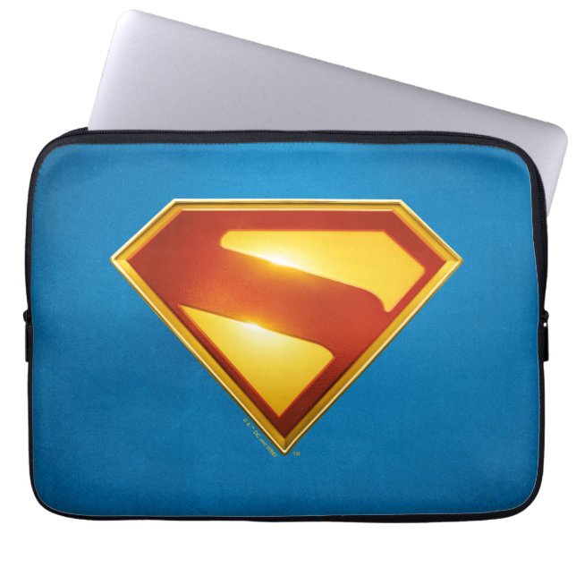 Capa Para Notebook Brilhante da blindagem S do Ouro Superman (Frente)