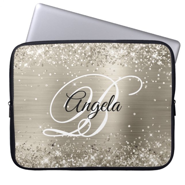 Capa Para Notebook Brilhante Platina Monograma Folheado Brilhante (Frente)
