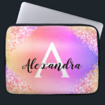 Capa Para Notebook Brilhante rosa púrpura e monograma de brilho<br><div class="desc">Matilha fina púrpura e cor-de-rosa e pasta esbranquiçada de madeira esmerilada de folha metálica Elegante. Esse caso pode ser personalizado para incluir seu nome inicial e próprio.</div>