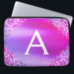 Capa Para Notebook Brilhante rosa púrpura e monograma de brilho<br><div class="desc">Minúsculo Elegante de Folhas Roxas e Rosa,  Brilhante e Minúscula. Esse caso pode ser personalizado para incluir seu nome inicial e próprio.</div>