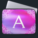 Capa Para Notebook Brilhante rosa púrpura e monograma de brilho<br><div class="desc">Minúsculo Elegante de Folhas Roxas e Rosa,  Brilhante e Minúscula. Esse caso pode ser personalizado para incluir seu nome inicial e próprio.</div>