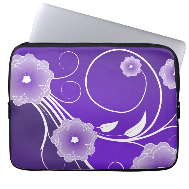 Capa Para Notebook Brilhantes e Suavimentos Florais Roxos (Frente)