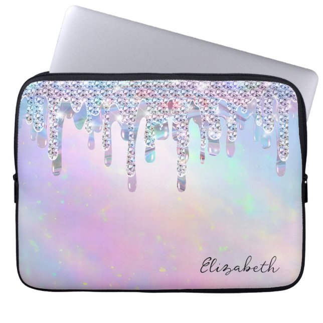 Capa Para Notebook Brilho Arco-Íris Tendência Goteja Holográfico (Frente)