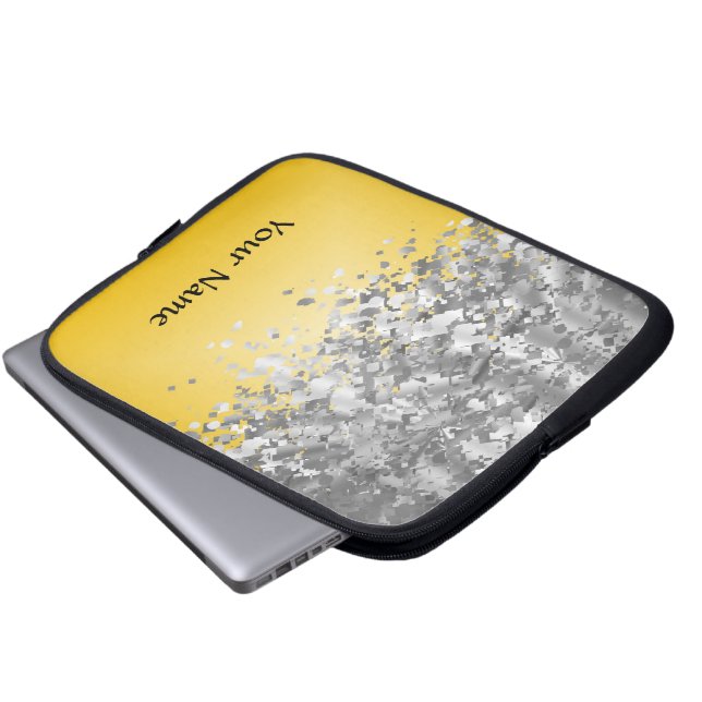Capa Para Notebook Brilho brilhante do amarelo e do falso (Frente Inferior)
