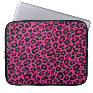 Capa Para Notebook Brilho brilhante rosa-quente da pele do leopardo