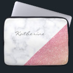 Capa Para Notebook Brilho cor-de-rosa do ouro do mármore branco<br><div class="desc">Design geométrico moderno que caracteriza o brilho cor-de-rosa do ouro do falso e o bloco de mármore branco da cor.</div>