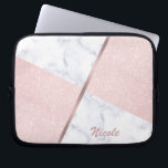 Capa Para Notebook Brilho cor-de-rosa feminino elegante do ouro &<br><div class="desc">Combinação à moda de brilho cor-de-rosa do ouro do falso & do bloco de mármore branco da cor.</div>