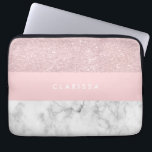 Capa Para Notebook Brilho cor-de-rosa feminino elegante do ouro &<br><div class="desc">Brilho cor-de-rosa do ouro do falso geométrico à moda e elegante,  mármore branco e bloco cor-de-rosa da cor.</div>